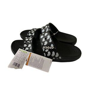 NEW Crocs  Men  Black & White Heart Slide Sandals Size 13slides